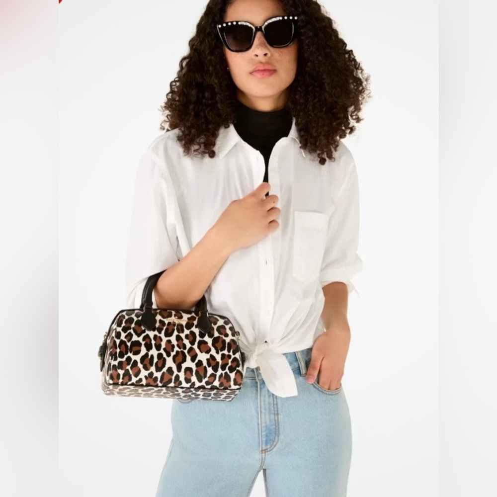 KATE SPADE Animal Print Satchel - Black and Brown - Picture 1 of 8